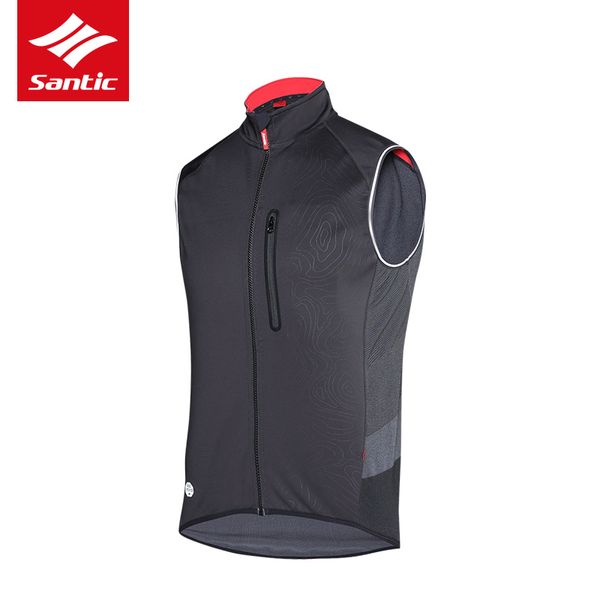 

santic spring autumn windproof cycling vest pro team lightweight breathable mountain bike sleeveless jersey windbreak vest, Black