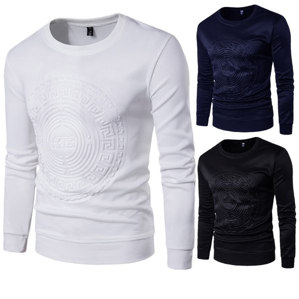 

2020 men's hooded round neck embossed space cotton long-sleeved sweater men's large size thin casual men's jacket 1800, Black