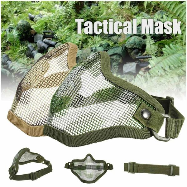

mask half face metal mesh tactical protective cover cs mototcycle gear