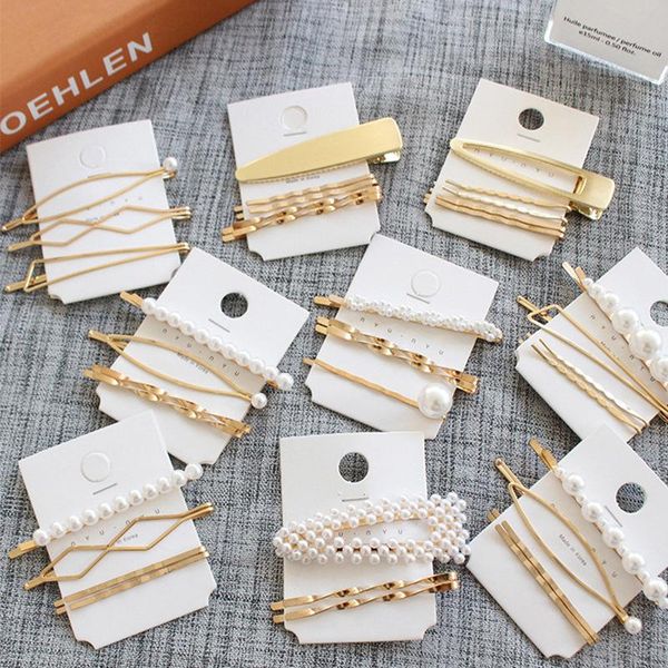 

3pcs/set pearl metal hair clip hairband comb bobby pin barrette hairpin headdress accessories beauty styling tools nlryk, Black