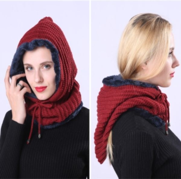 

european new fashion luxury knitting warm caps women's headgear stripe piece and velvet thickening cycling hats wholesale, Blue;gray