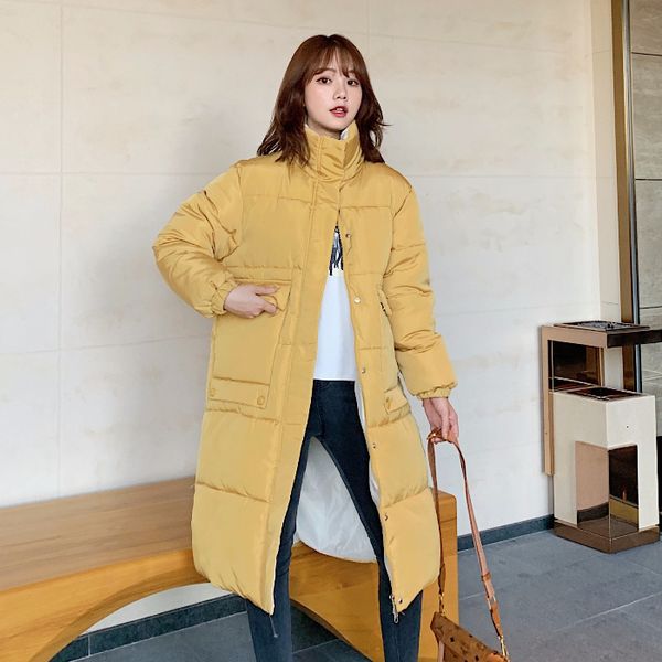

gate eastern down garment women's loose bread garment removable hat over knee bf wind student cotton coat, Black