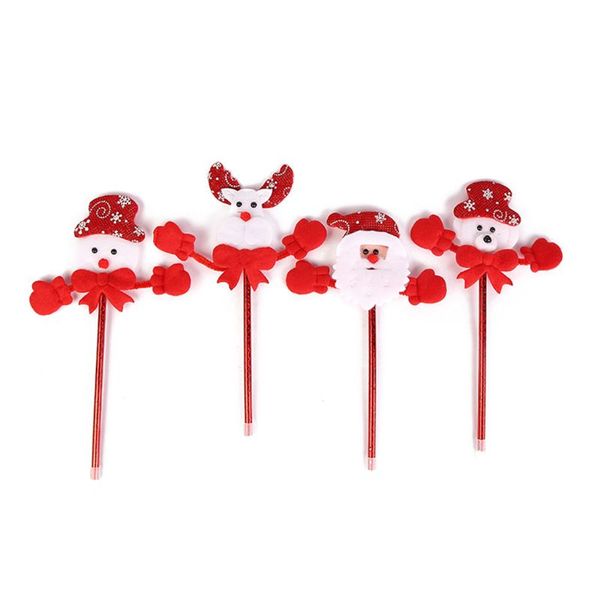 

4pcs/pack christmas gifts creative santa claus ball pen cute cartoon ballpoint pen fine point 0.5mm blue ink decorative supplies, Blue;orange