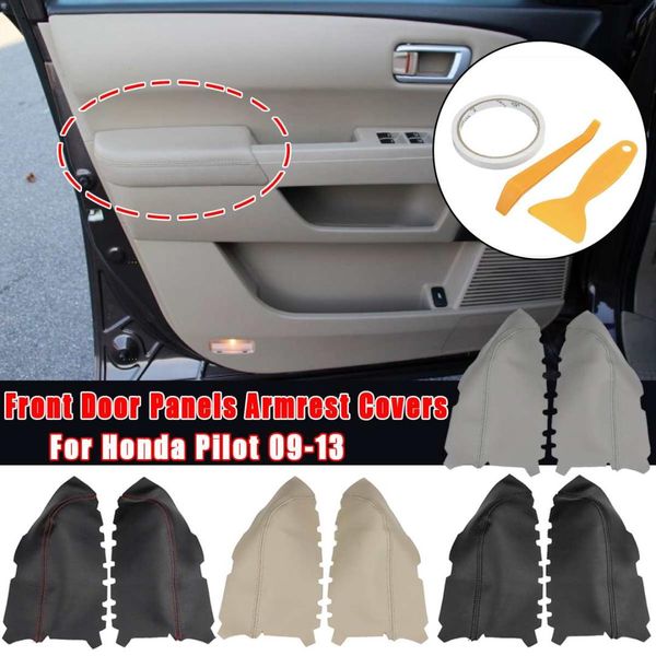 

pair microfiber leather front door panels armrest covers for for pilot 2009 2010 2011 2012 2013 car styling interior parts