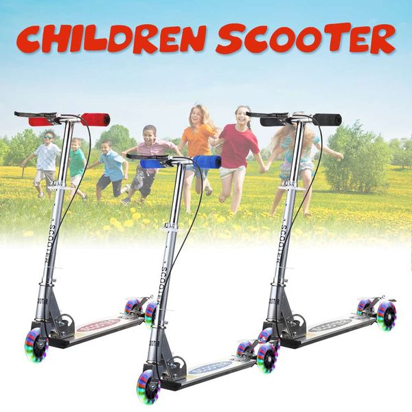 

kick scooter 3 wheel folding aluminum alloy scooter kids adjustable height flashing light wheel foot scooters toys gifts