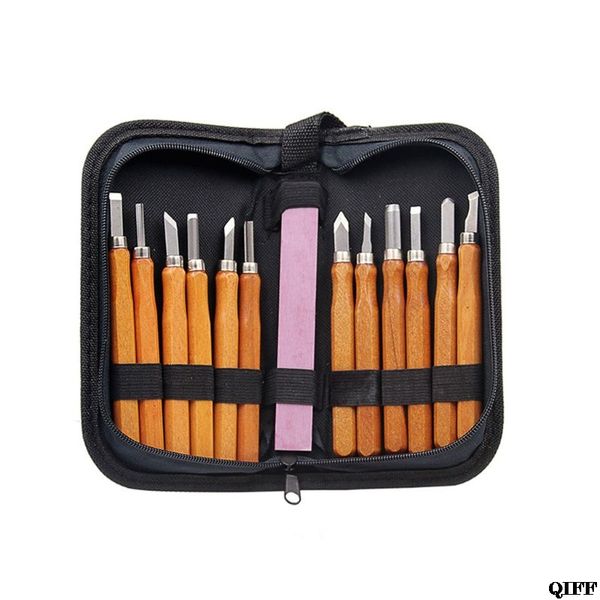 

12pcs diy wood carving knife hand chisels tools kit carpenters with red whetstone and professional pack