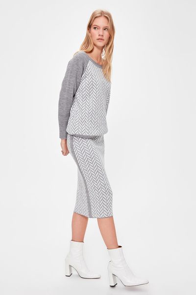

trendyol patterned sweater skirt twoaw20et0423, Black