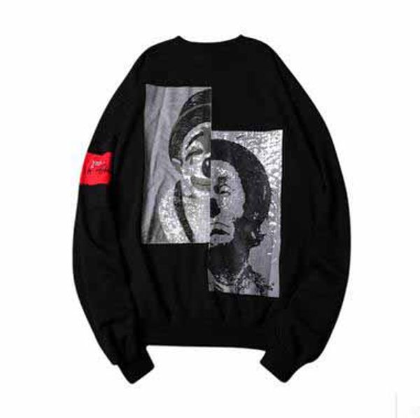 

привет-стрит новый стиль клоун печатных круглый вырез толстовки двойной печатный пуловер толстовки осень топы для мужчин и женщин с длинным, Black