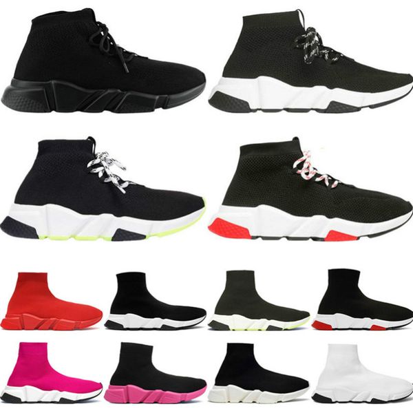 

2020 top скорость качество тренер черный белый кроссовки мужчины женщины черный красный повседневная обувь мода носки кроссовки дешевые сапо, Black