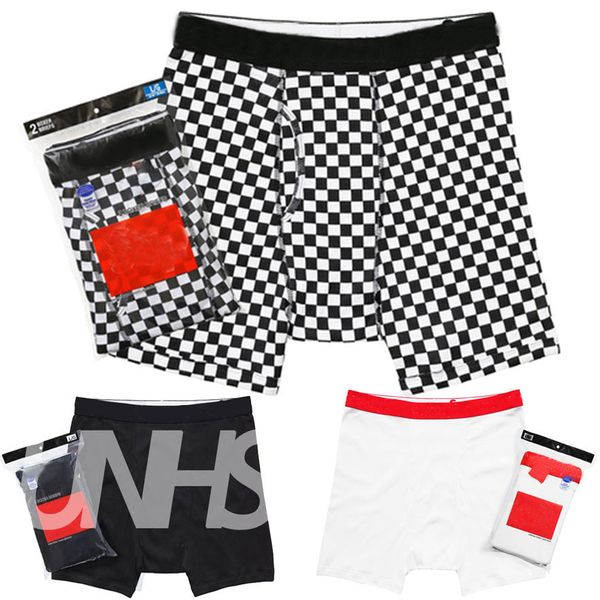 

classic unhs 18ss box logo boxer briefs women men 100%cotton plain underpants 3 colors s  l xl ash001, Black;white