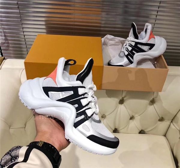 

2019 mens women's arch light sneaker shoes leather trainers for men women luxury designer shoes fashion casual outdoor boots dropship c, Black