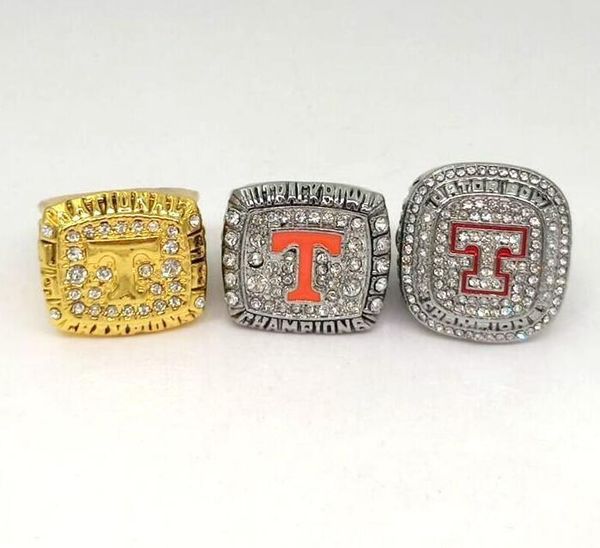

3pcs 2015 2008 1998 tennessee volunteers world championship ring set wholesale fan gift 2019 drop shipping, Golden;silver