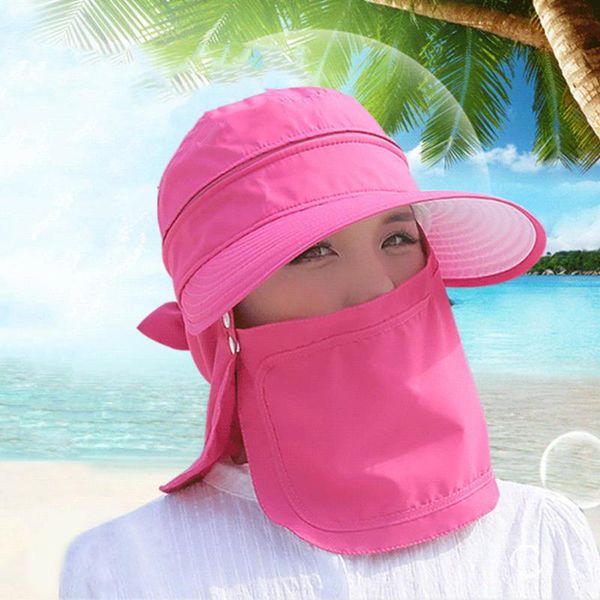 

fashion new style summer women's foldable solid color sun hat uv protection wide brim hat face neck protection outdoor cap, Blue;gray