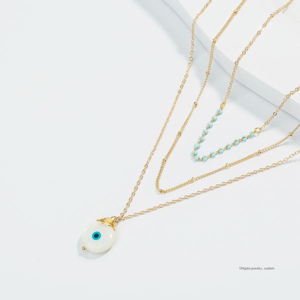 

devil of eye pendant necklace manual weave double-deck necklace posimi second pearl pendant necklace, Silver