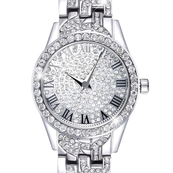 

full crystals fashion ladies watch for women 3 hands stones dial alloy bracelet factory direct xmas gift ing, Slivery;brown