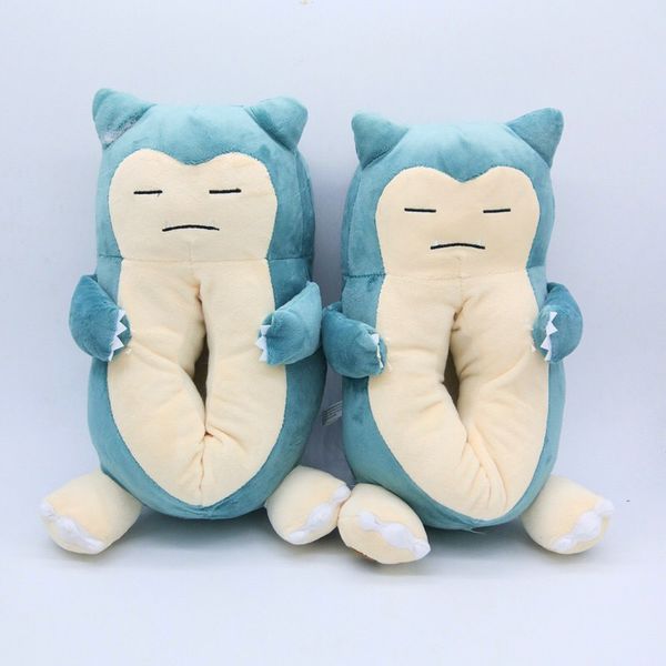 

зимний мультфильм snorlax тапочки женщины и мужчины anime теплый дом слайды крытый обувь напольные куклы тапочки, Black