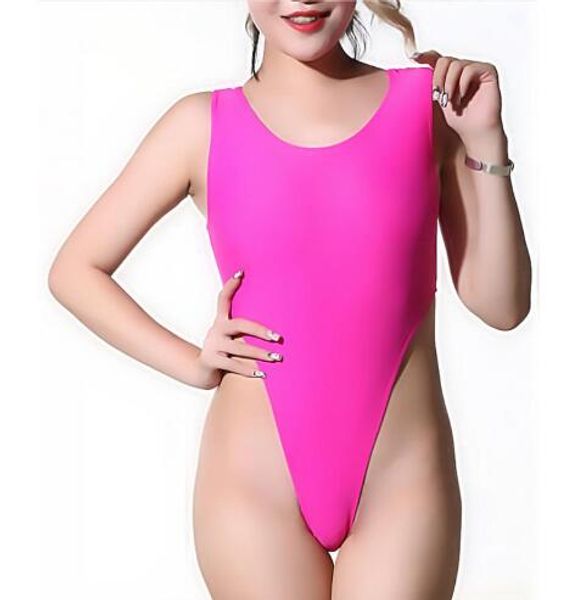 Spandex Likra Catsuit Kostümleri Kadınlar Lady Seksi Leotard T-Crotch Bikini Mayo Düşük Geri Ultra-Yüksek Mayo Vücut Tayt Iç Çamaşırı