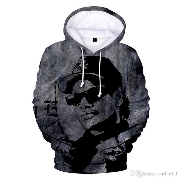 

brand hoodies new rapper eazy e 3d printed long sleeve mens hooded hoodies casual plus size mens hoodies mens hip hop, Black