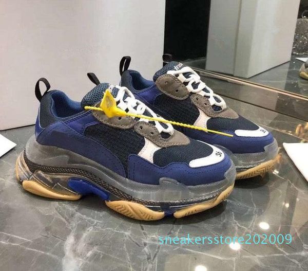 

paris 2019 crystal bottom triple-s leisure shoes dad shoes platform triple s sneakers for men women vintage kanye old grandpa trainer s09, Black