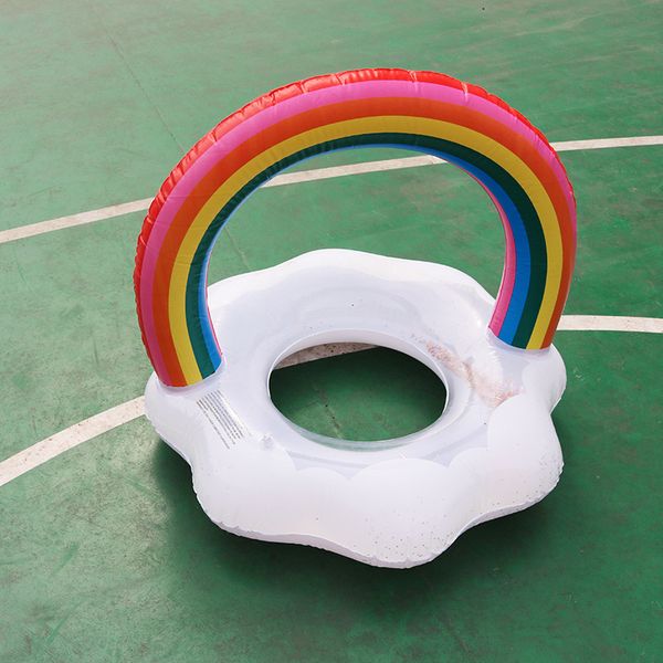 

ins transparent sequin cloud swimming tube beach inflatable water cloud floating bed armpits ring, Red;blue