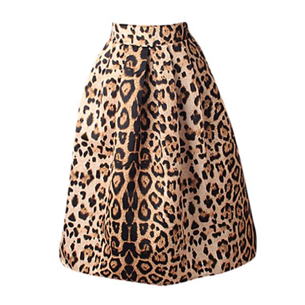 

leopard long skirt women high waist midi skirt female office ruffle animal print skirts womens summer red 2019 casual, Black