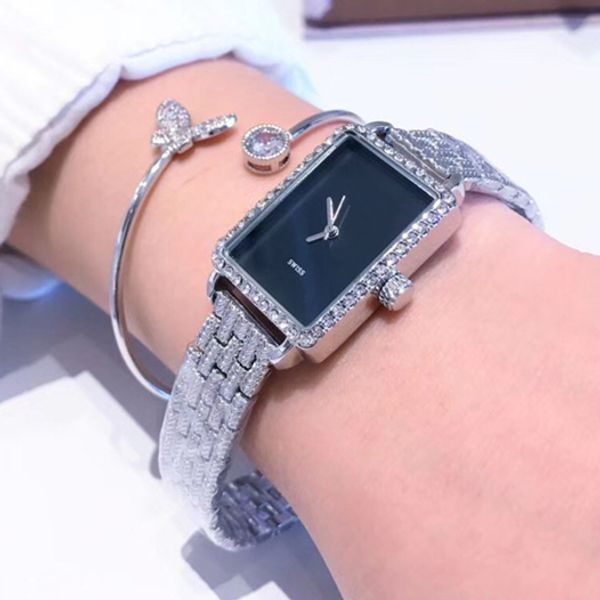 

известный дизайнер мода роскошные женские часы квадратный циферблат популярные прямоугольник леди платье часы кварцевые наручные часы женски, Slivery;brown