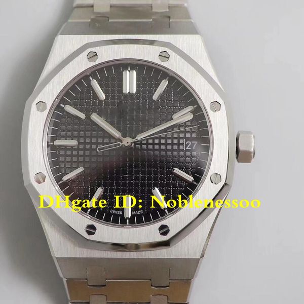 

3 color swiss calibre 4302 movement mens oak 41mm black face 15500st.oo.1220st.03 stainless steel 15500st automatic watch men's watches, Slivery;brown