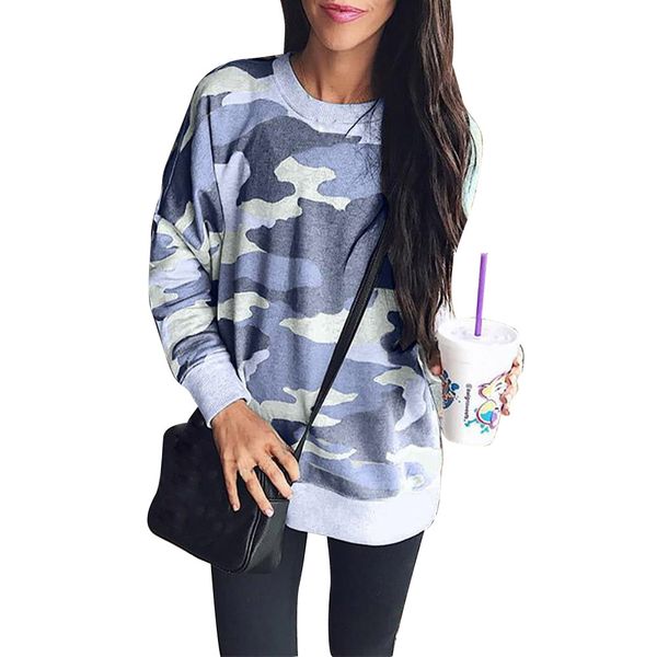 

autumn warm gift women sweatshirt breathable casual long sleeve loose printed home crew neck cotton blend soft travel, Black