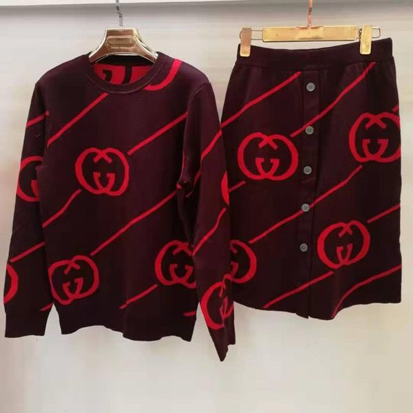 

womens two piece sets fashion sweater + dresses suits luxury sweaters sets brand women autumn winter sets size s-l, White