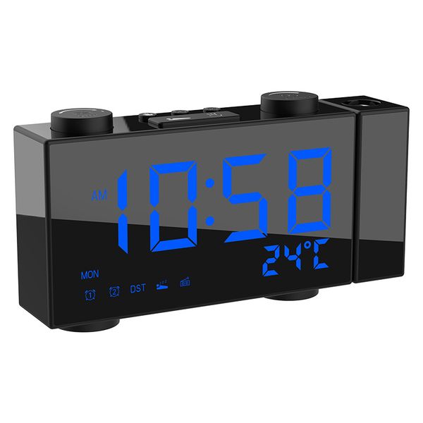

electronic alarm clock usb charging radio display led multi-function projection