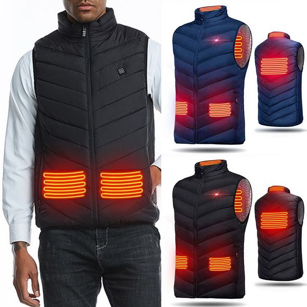 

men outdoor usb heating electrical vest winter sleeveless heated jacket cold-proof heating clothes security intelligent vests, Black;white