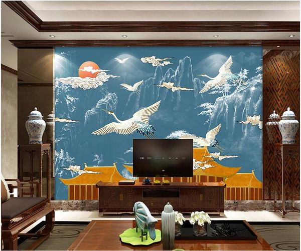 

3d wallpaper custom p mural classical building xiangyun xianhe guochao tv background home decor 3d wall murals wallpaper for living room