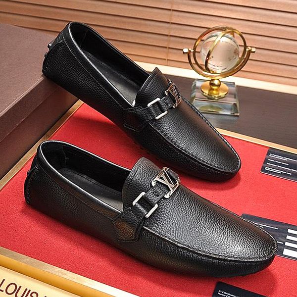 

new style classic luxury men's formal business leather shoes fashion design brand retro texture jdgt, Black