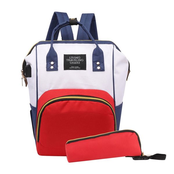 

2pcs/set mummy oxford travel backpacks with bottle bag for mom maternity nappy bag large capacity baby diaper bags