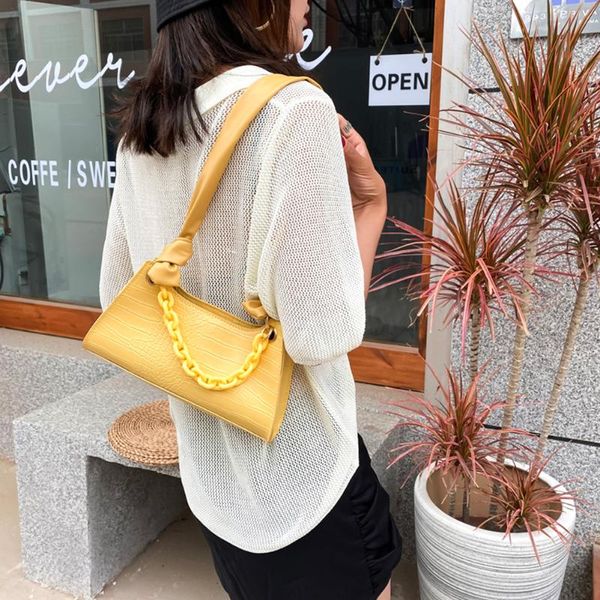 

female leather solid color chain handbag retro casual women totes shoulder bags fashion exquisite shopping bag