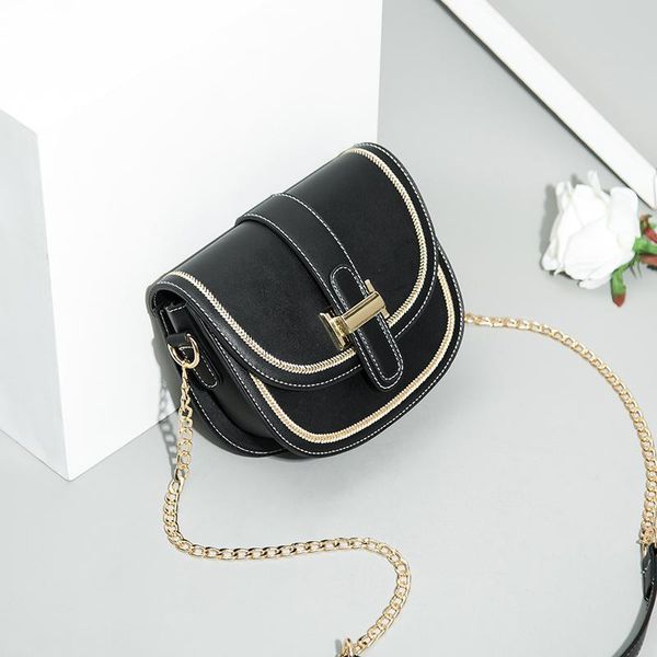 

luxurious2019 woman bag small size western style chain single shoulder crossbody cable satchel saddle package fashion