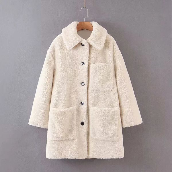 

fall and winter of 2019 thickening new type fleece overcoat coat women womens coats winter woolen coat, Black