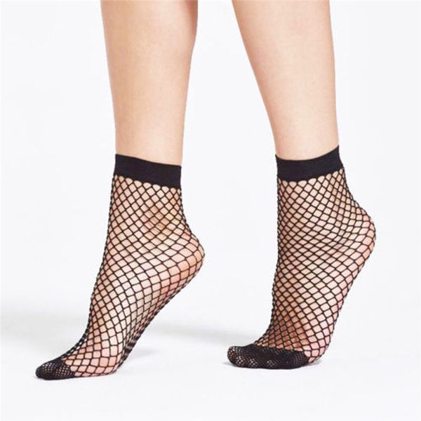 

1 пара мода женщины оборками носки лодыжки носок женщин ажурные сетки рыба чистая кружева короткие носки, Black;white