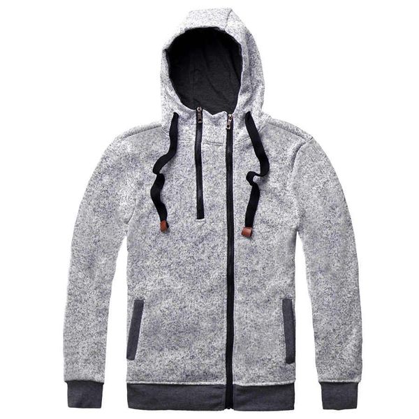 

polyester jack cordee new autumn winter fashion hoodies men double zipper slim sweatshirts male solid casual hooded jacket harajuku, Black