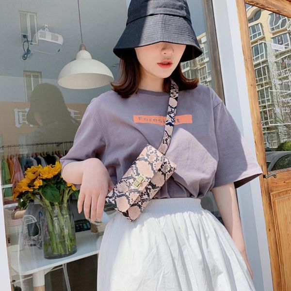 

new fashion handbags classic delicate texture women snake print fanny chest pack pu leather waist pouch shoulder messenger bag