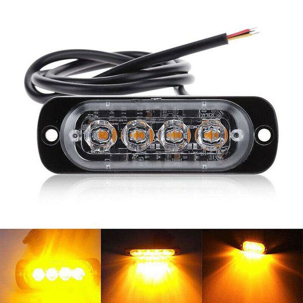 

car truck 4 led strobe warning grill flashing traffic beacon police light breakdown emergency signal lamp blue amber white red