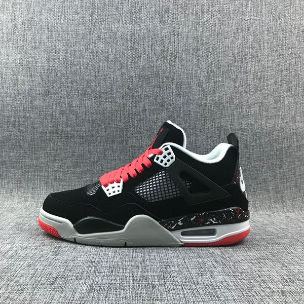 

4 iv motorsport mens basketball shoes 4s black red promo outdoor sports shoes with shoebox size us7-12, White;red