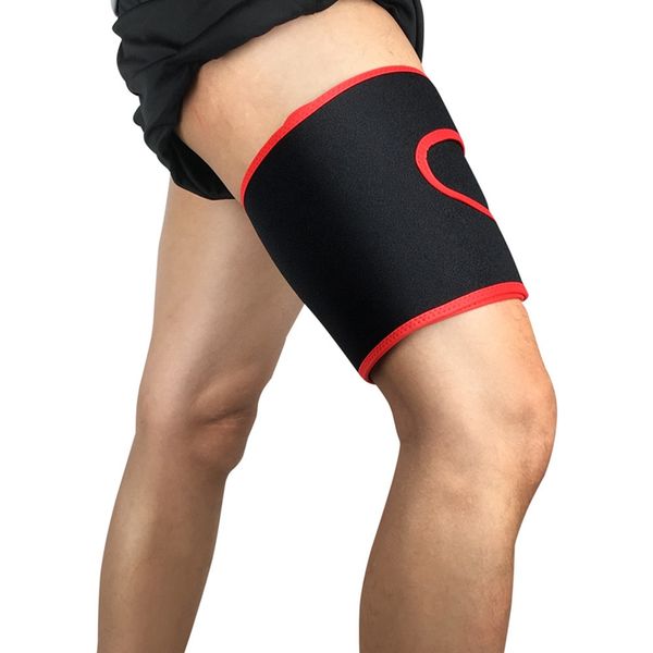 

1pc thigh guard leg support adjustable compression protector upper leg sleeve cover gym fitness sports pad protection, Black