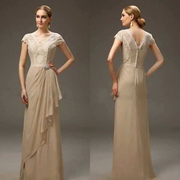 

элегантное шампанское мать невесты платья кружевные аппликации укупоренные рукава мать жениха платья длина пола свадебное платье для гостей, Black;red