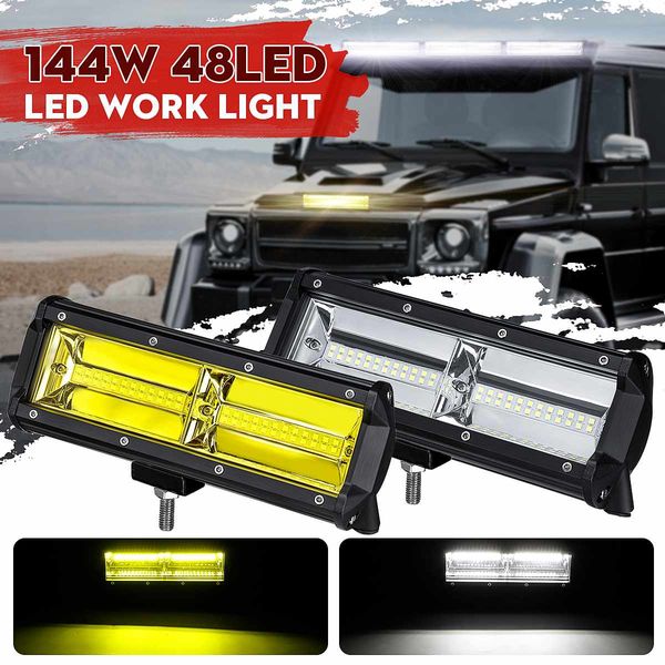 

wholesale 144w 48 led bar spot fog light bar driving work light for pickup offroad 4wd truck tractor boat trailer 4x4