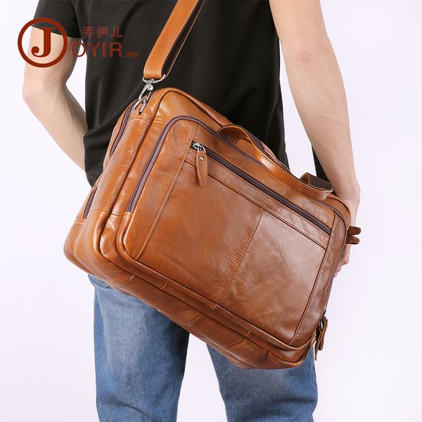 

briefcases 2021 genuine leather male messenger bag for 15.6" lapmen's crossbody bags large business shoulder man briefcase