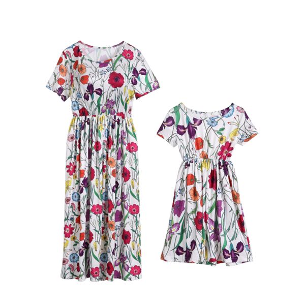 

мать и дочь цветочное платье семья соответствующие outifts мама и я одежда женщины девушки boho пляж цветочное платье сарафан, Blue