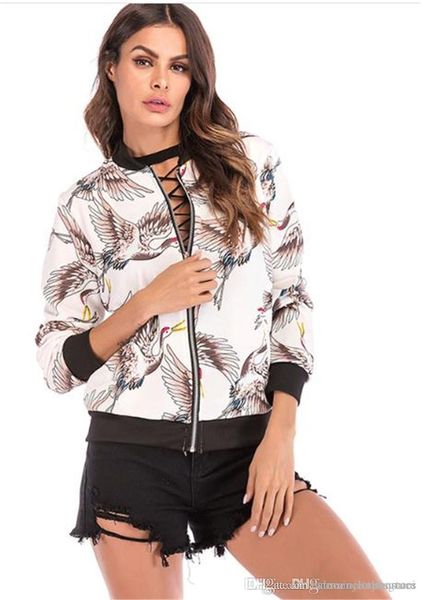 

spring women animal printed jackets casual womens stand collar coats fashion designer floral panelled coat with zipper