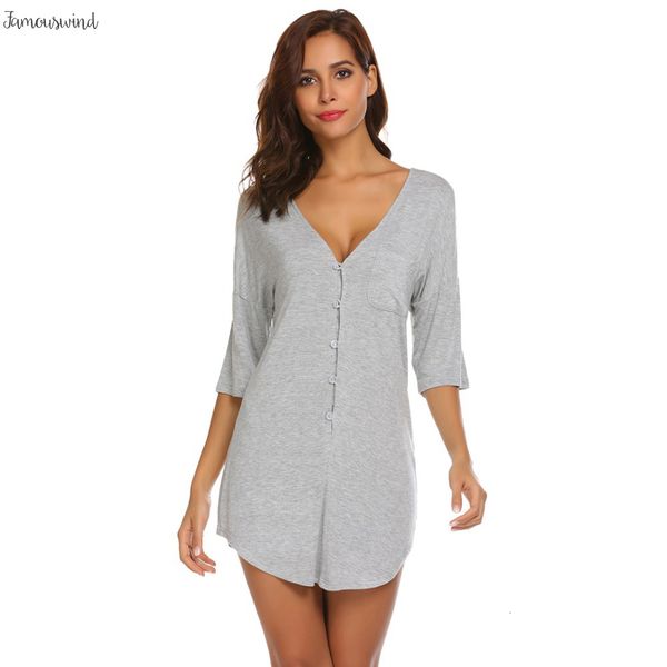 

v neck women sleepwear soft nightgown half sleeve pocket nightdress summer night dress female home clothing, Black;red