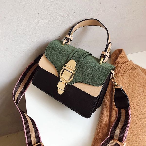 

2019 new brand lady leather handbag famous luxury designer contrast color fashion shoulder bags female crossbody purses bolsas t07